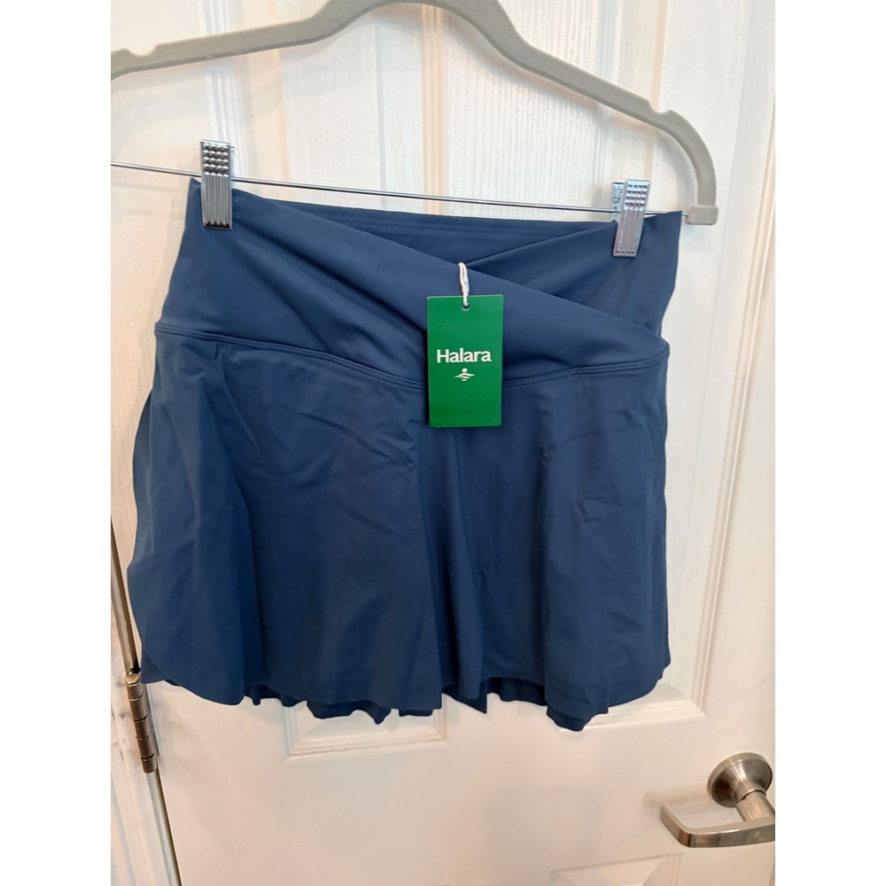 Halara Skort Blue Crossover V-Waist Pleated Active Tennis Golf Skirt Medium NWT